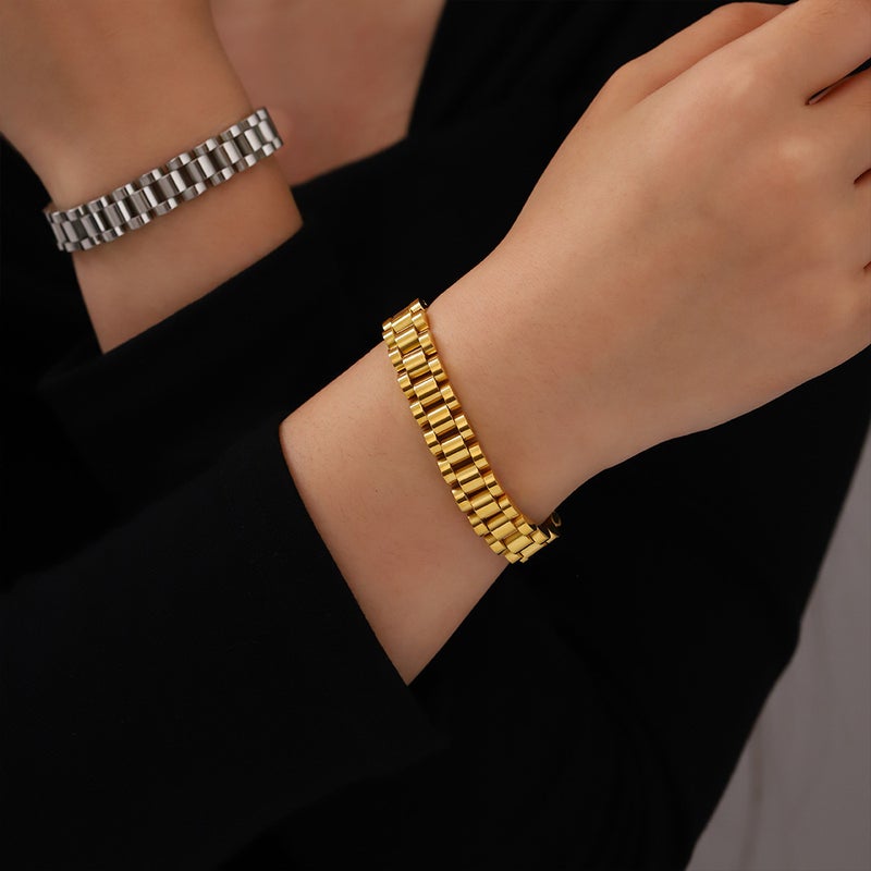 Ins Fashion Popular Elegant Bracelet Stainless Steel Business Style Watch Chain Adjustable Hand Jewelry Titanium Steel Watch Chain - Image 2